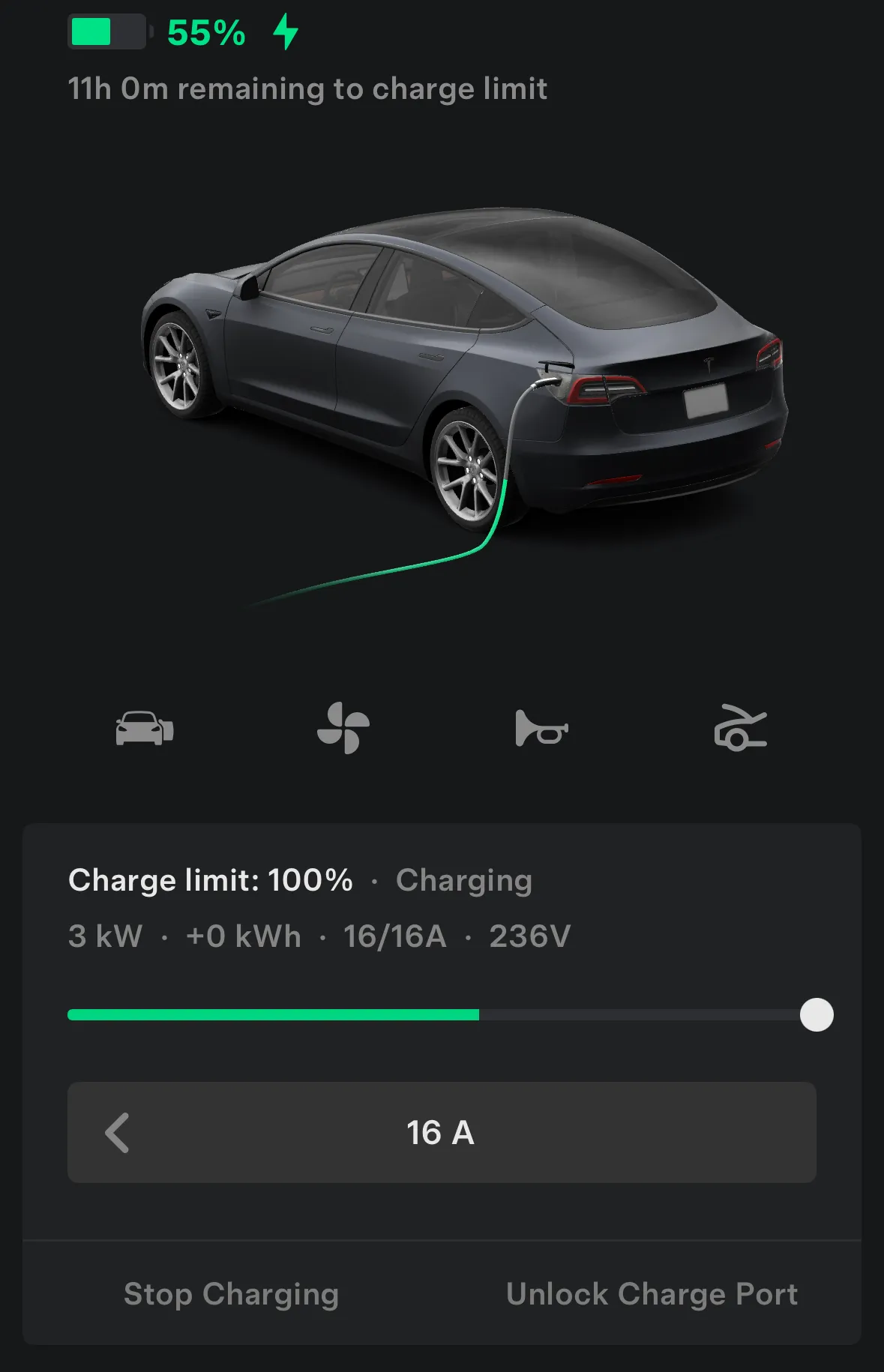 Model 3 charging in Tesla app. Arguably the Slow Charging Leads to Fast Adoption