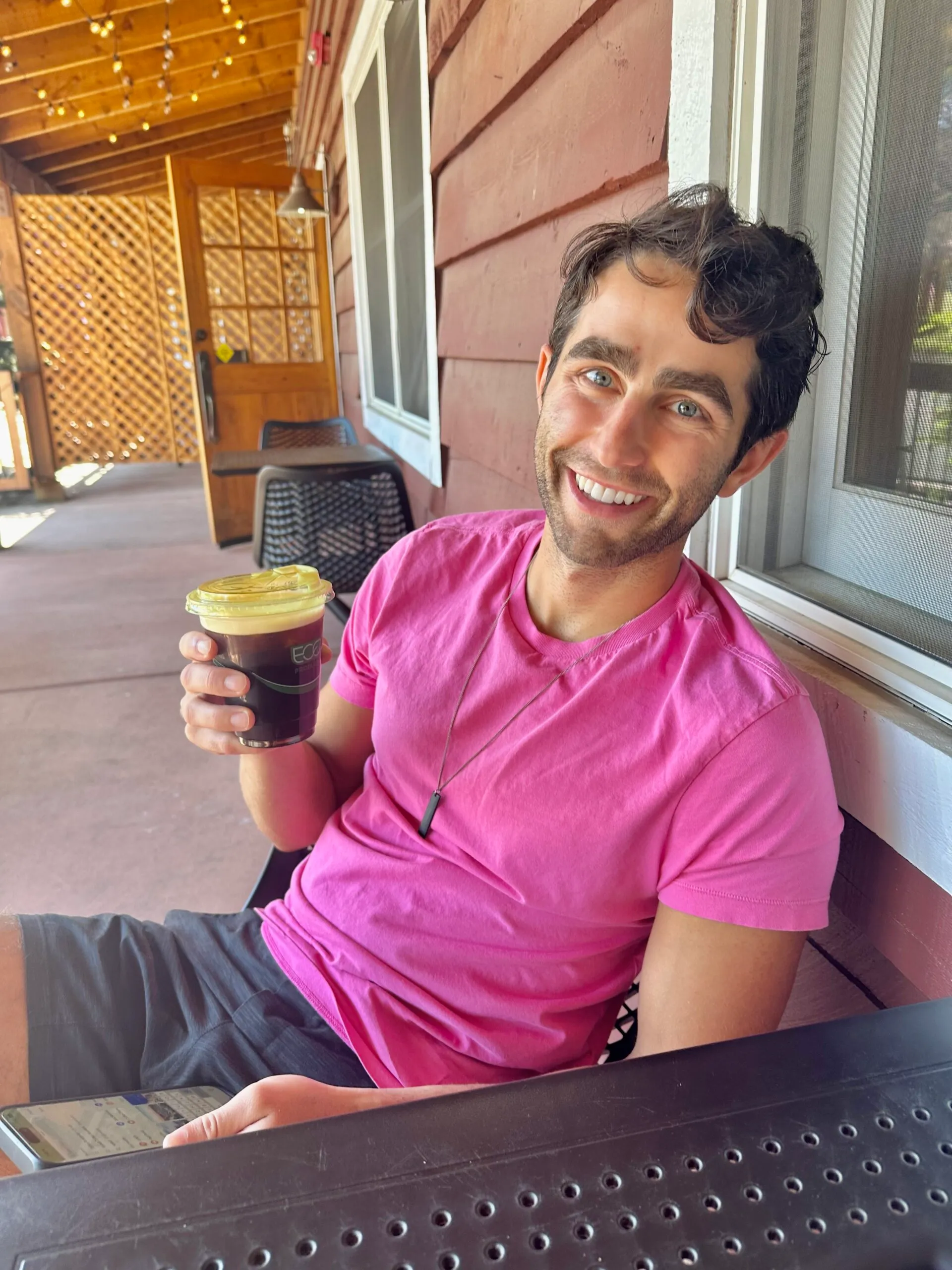 Author drinking the best Coffee in Evergreen, Colorado