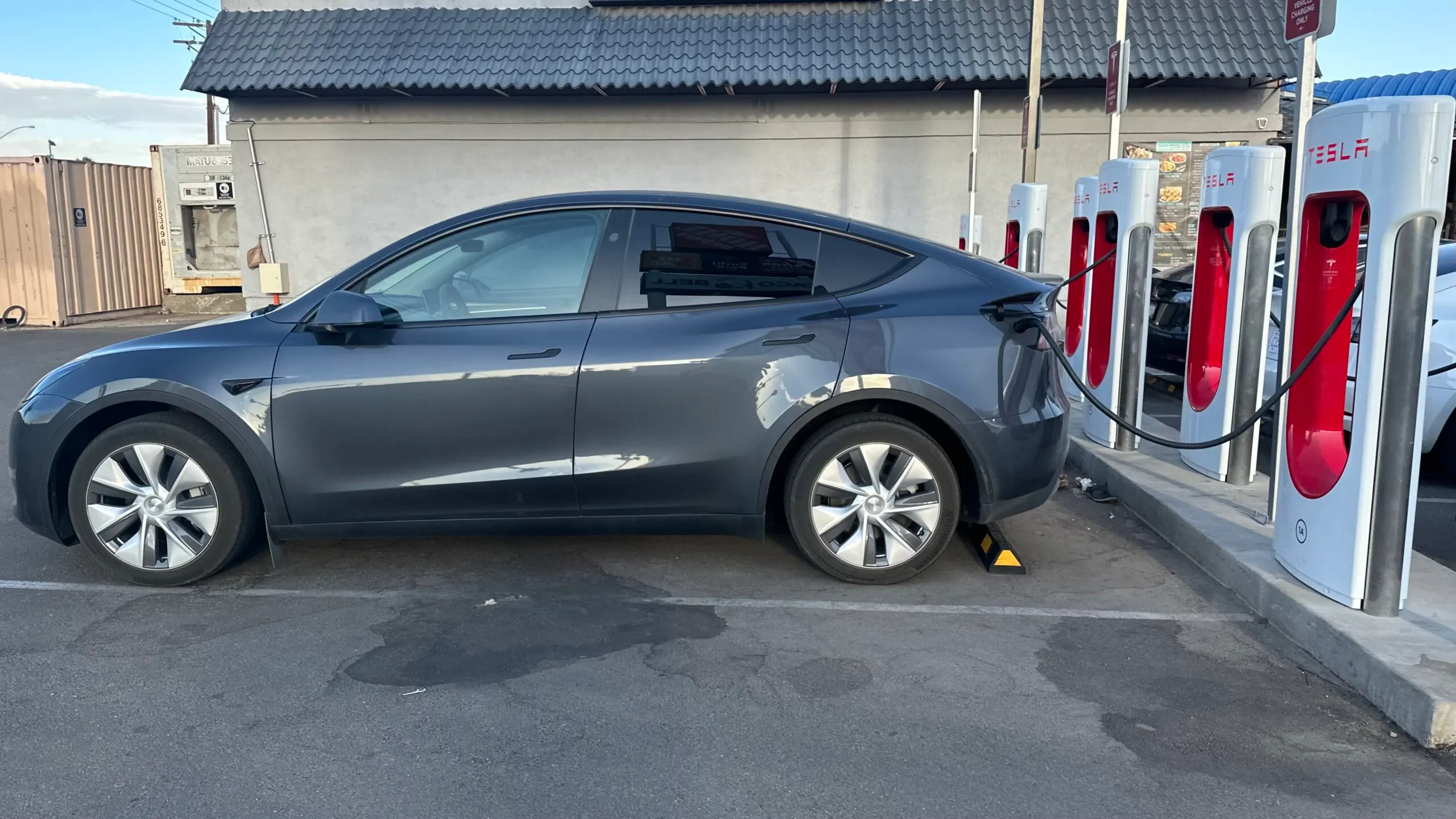 Charging at Tesla Supercharger Before Camping