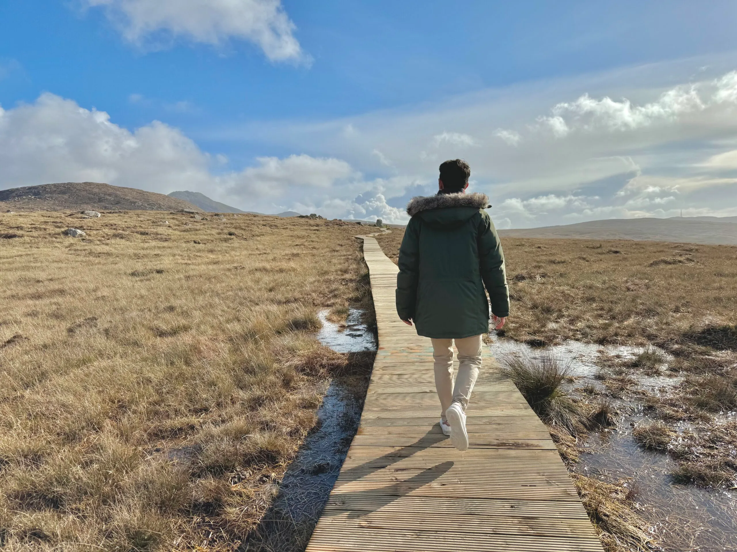 Solo traveler walking