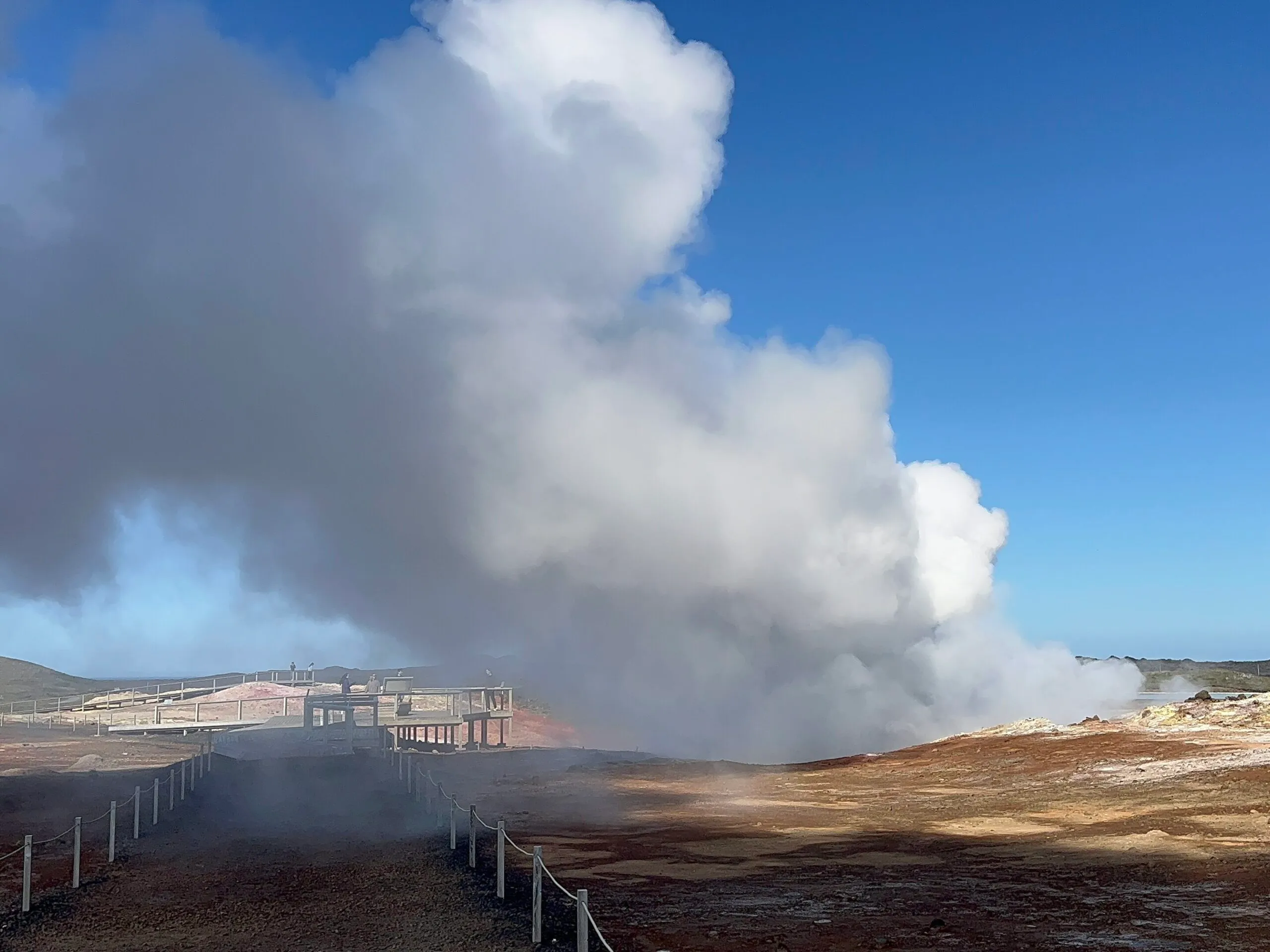 Gunnuhver, a geothermal hot spring in Iceland that billows smoke from the ground